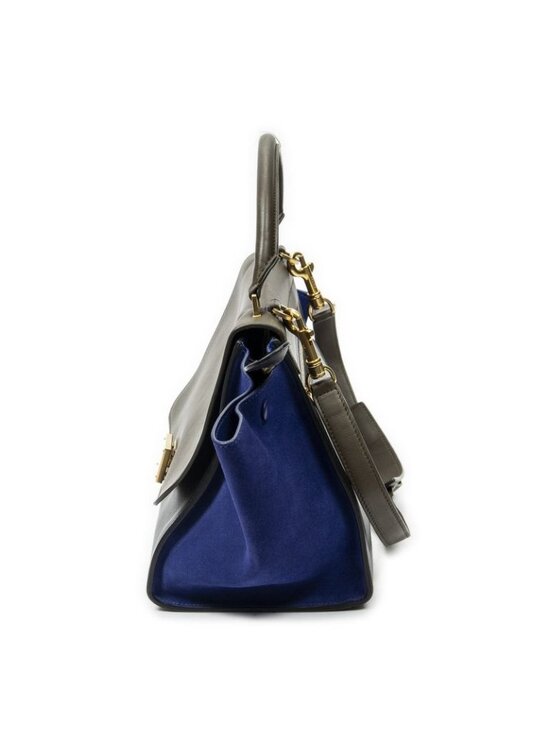 Celine Small Tricolor Trapeze Black Blue Brown Calfskin Leather - Picture 3 of 10